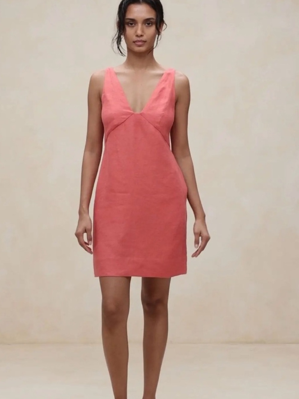 Banana Republic Coral V-Neck Mini Dress